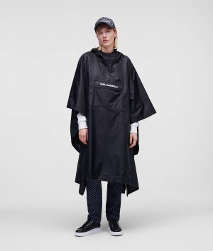 Akcesoria Damskie Karl Lagerfeld LOGO RAIN PONCHO Czarne | PL SO2219