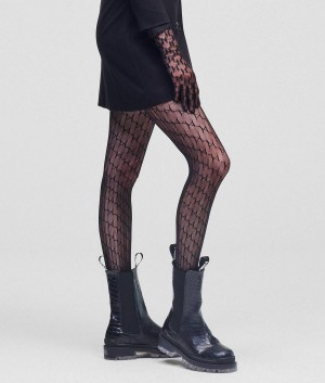 Bielizny Damskie Karl Lagerfeld K/Monogram Tights Czarne | PL OR2603