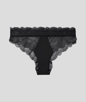 Bielizny Damskie Karl Lagerfeld LACE BRIEFS Czarne | PL HK2623