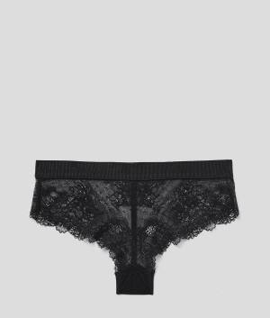 Bielizny Damskie Karl Lagerfeld LACE HIPSTER BRIEFS Czarne | PL NB2613