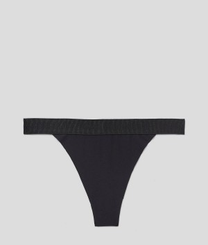 Bielizny Damskie Karl Lagerfeld LACE THONG Czarne | PL YU2606