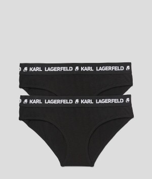 Bielizny Damskie Karl Lagerfeld LOGO HIPSTER BRIEFS - 2 PACK Czarne | PL FM2625