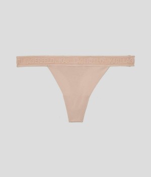 Bielizny Damskie Karl Lagerfeld ULTRA-LIGHT LOGO THONG Brązowe | PL GL2642