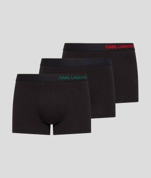 Bielizny Męskie Karl Lagerfeld HIP LOGO TRUNK – 3 PACK Czarne | PL GL3977