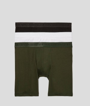 Bielizny Męskie Karl Lagerfeld PREMIUM LOGO BOXERS – 3 PACK Czarne Khaki Białe | PL DN3997