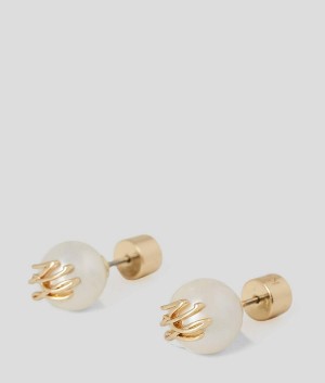 Biżuteria Damskie Karl Lagerfeld K/AUTOGRAPH PEARLS STUD EARRINGS Złote | PL FM2169