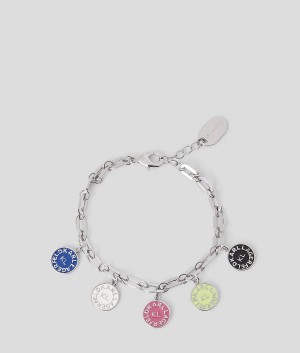 Biżuteria Damskie Karl Lagerfeld K/CIRCLE LOGO MULTI-COLORED CHARM BRACELET Srebrne | PL RW2185