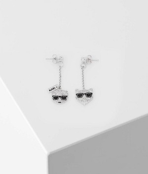 Biżuteria Damskie Karl Lagerfeld K/IKONIK PAVE DROP EARRINGS Srebrne | PL HK2119