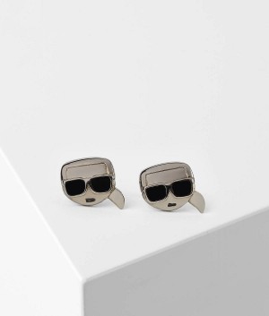 Biżuteria Damskie Karl Lagerfeld K/IKONIK STUD EARRINGS Szare | PL ZG2123