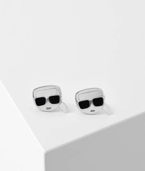 Biżuteria Damskie Karl Lagerfeld K/IKONIK STUD EARRINGS Srebrne | PL EX2132