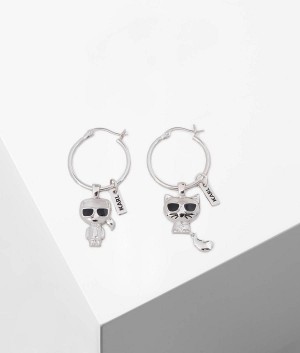 Biżuteria Damskie Karl Lagerfeld K/IKONIK SMALL HOOP EARRINGS Srebrne | PL MA2155