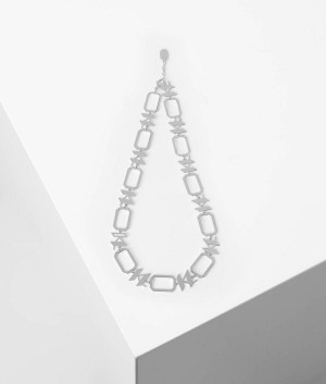 Biżuteria Damskie Karl Lagerfeld K/MONOGRAM GEOMETRIC CHAIN NECKLACE Srebrne | PL NB2102