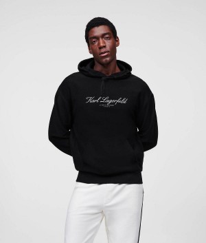 Bluza z Kapturem Męskie Karl Lagerfeld HOTEL HOODIE Czarne | PL PQ3636