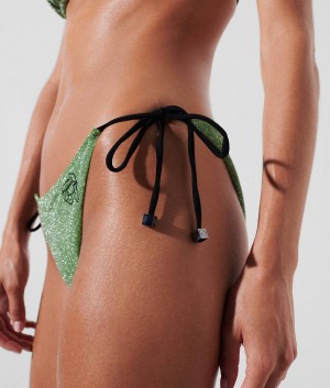 Dół od Bikini Damskie Karl Lagerfeld IKONIK LUREX STRING Zielone | PL AP3267