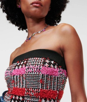 Dzianina Damskie Karl Lagerfeld BOUCLÉ TUBE TOP Różowe | PL WY2939