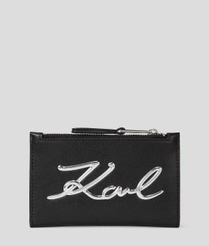 Etui na Karty Damskie Karl Lagerfeld K/SIGNATURE FOLDED Czarne | PL NB2258