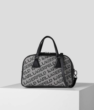 Handbags Damskie Karl Lagerfeld K/ESSENTIAL JACQUARD BOWLING Czarne | PL PQ2498