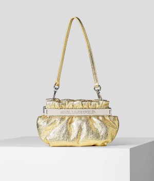 Handbags Damskie Karl Lagerfeld K/KROSS METALLIC GOLD BAGUETTE Głęboka Złote | PL UT2501