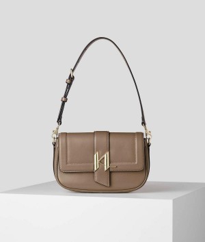 Handbags Damskie Karl Lagerfeld K/SADDLE BAGUETTE Szare Brązowe | PL ZG2488