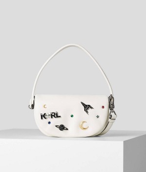 Handbags Damskie Karl Lagerfeld K/SWING PINS SMALL BAGUETTE Białe | PL JJ2491