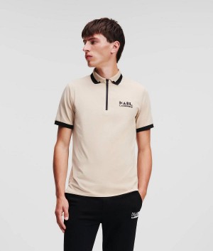 Koszule Męskie Karl Lagerfeld Logo Polo Brązowe | PL BC3707