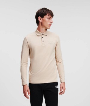 Koszule Męskie Karl Lagerfeld Long Sleeve Polo Brązowe | PL GL3690