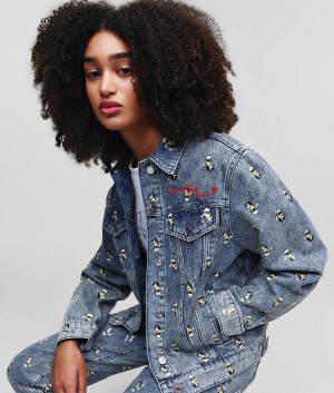 Kurtki Damskie Karl Lagerfeld DISNEY x DENIM Niebieskie | PL QZ2993