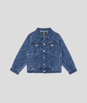 Kurtki Dziecięce Karl Lagerfeld DIAGONAL LOGO DENIM Niebieskie | PL JJ4078