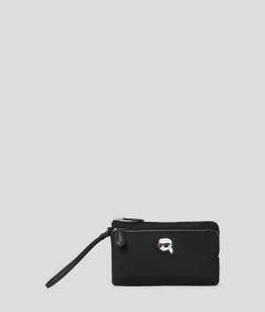 Plecaki Damskie Karl Lagerfeld K/IKONIK NYLON DOUBLE POUCH Czarne | PL OR2034