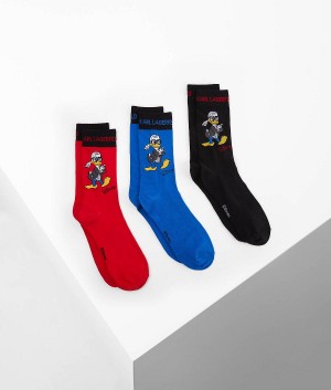 Skarpetki Męskie Karl Lagerfeld DISNEY x SOCKS – 3 PACK Czerwone Niebieskie Czarne | PL HK3975