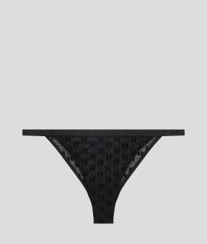 Staniki Damskie Karl Lagerfeld KL MONOGRAM BRAZILIAN BRIEF Czarne | PL VD3157