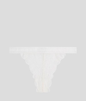 Staniki Damskie Karl Lagerfeld LACE BRAZILIAN BRIEF Białe | PL JJ3163