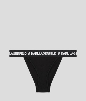 Staniki Damskie Karl Lagerfeld LOGO BRAZILIAN BRIEFS Czarne | PL DN3123