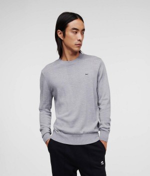 Sweter Męskie Karl Lagerfeld IKONIK MERINO WOOL Szare | PL UT3621