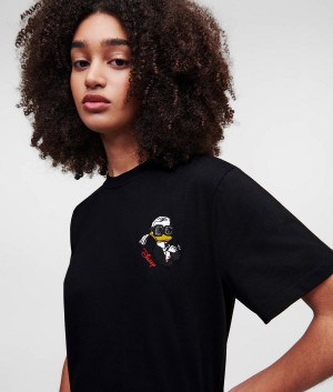 T-Shirts Damskie Karl Lagerfeld DISNEY x OVERSIZED Czarne | PL QZ2709