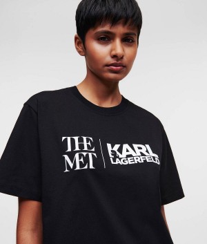 T-Shirts Damskie Karl Lagerfeld KL X THE MET Czarne | PL EX2707