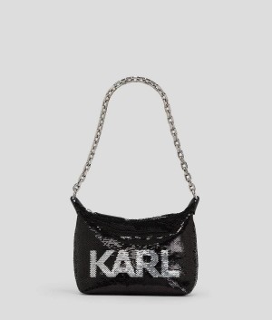 Torba na Ramię Damskie Karl Lagerfeld K/EVENING SEQUINNED MINI Czarne | PL OR2369