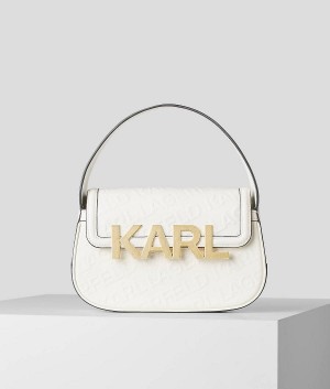 Torba na Ramię Damskie Karl Lagerfeld K/LETTERS EMBOSSED Białe | PL RW2400