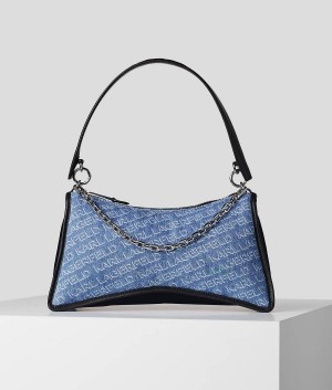 Torba na Ramię Damskie Karl Lagerfeld K/SEVEN ELEMENT DENIM Niebieskie | PL WY2376