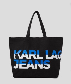 Torby Na Zakupy Damskie Karl Lagerfeld KLJ BOLD LOGO CANVAS Czarne | PL EX2453