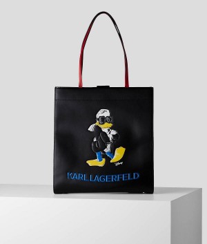 Torby Tote Damskie Karl Lagerfeld DISNEY x LEATHER Czarne | PL EX2349