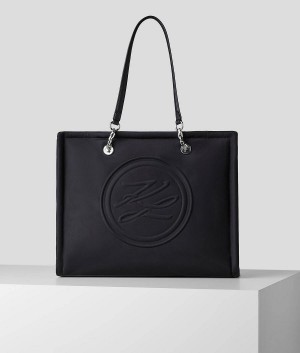 Torby Tote Damskie Karl Lagerfeld K/AUTOGRAPH SOFT LARGE NYLON Czarne | PL YU2320