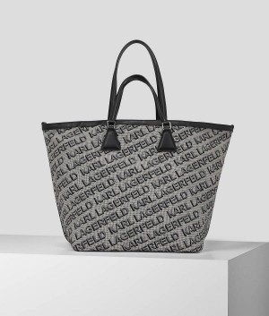 Torby Tote Damskie Karl Lagerfeld K/ESSENTIAL JACQUARD Czarne | PL VD2355