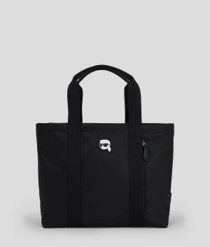 Torby Tote Damskie Karl Lagerfeld K/IKONIK NYLON LARGE ZIP-TOP Czarne | PL CE2356