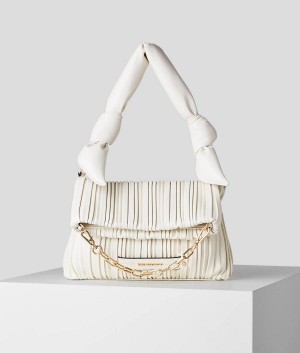 Torby Tote Damskie Karl Lagerfeld K/KUSHION SMALL FOLDED WITH KNOTTED HANDLE Białe | PL YU2346