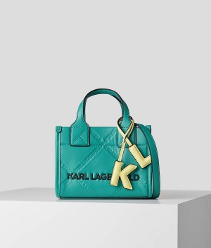 Torby Tote Damskie Karl Lagerfeld K/SKUARE EMBOSSED SMALL Oliwkowe | PL TV2347