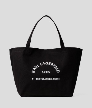 Torby Tote Damskie Karl Lagerfeld Rue St-Guillaume Czarne | PL LH2333