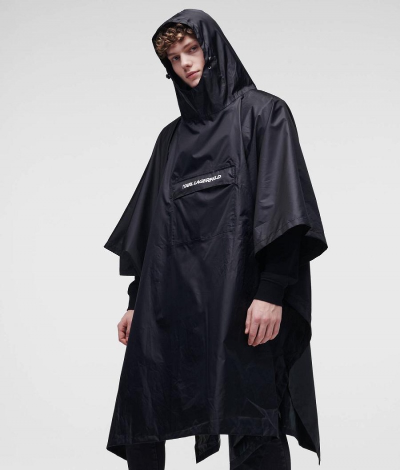 Akcesoria Męskie Karl Lagerfeld LOGO RAIN PONCHO Czarne | PL WY3470