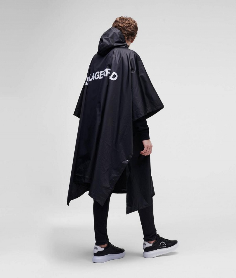 Akcesoria Męskie Karl Lagerfeld LOGO RAIN PONCHO Czarne | PL WY3470