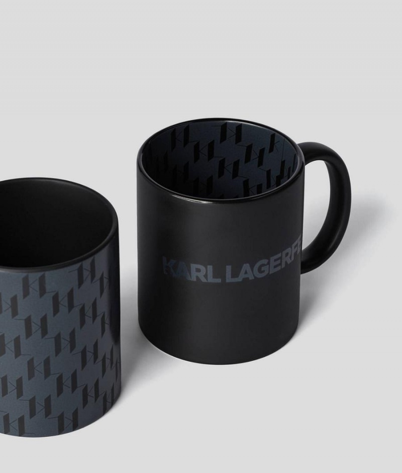 Akcesoria Męskie Karl Lagerfeld WoKL MONOGRAM MUG SET Czarne Szare | PL PQ3462